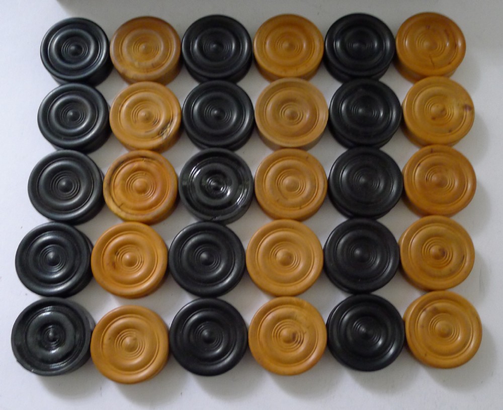 Small Set Antique Draughts / Checkers / Backgammon Counters View IX