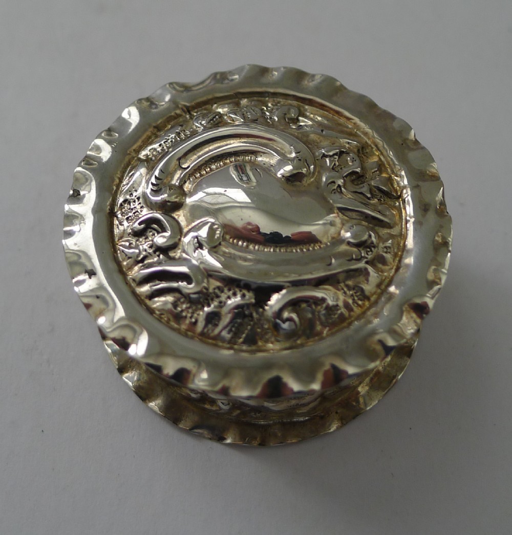 Antique English Solid / Sterling Pill Box - 1901