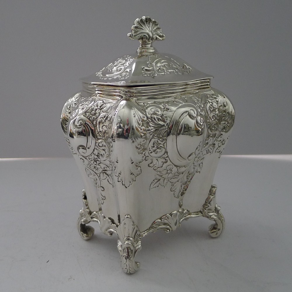 Fine Victorian English Solid / Sterling Silver Tea Caddy - 1896