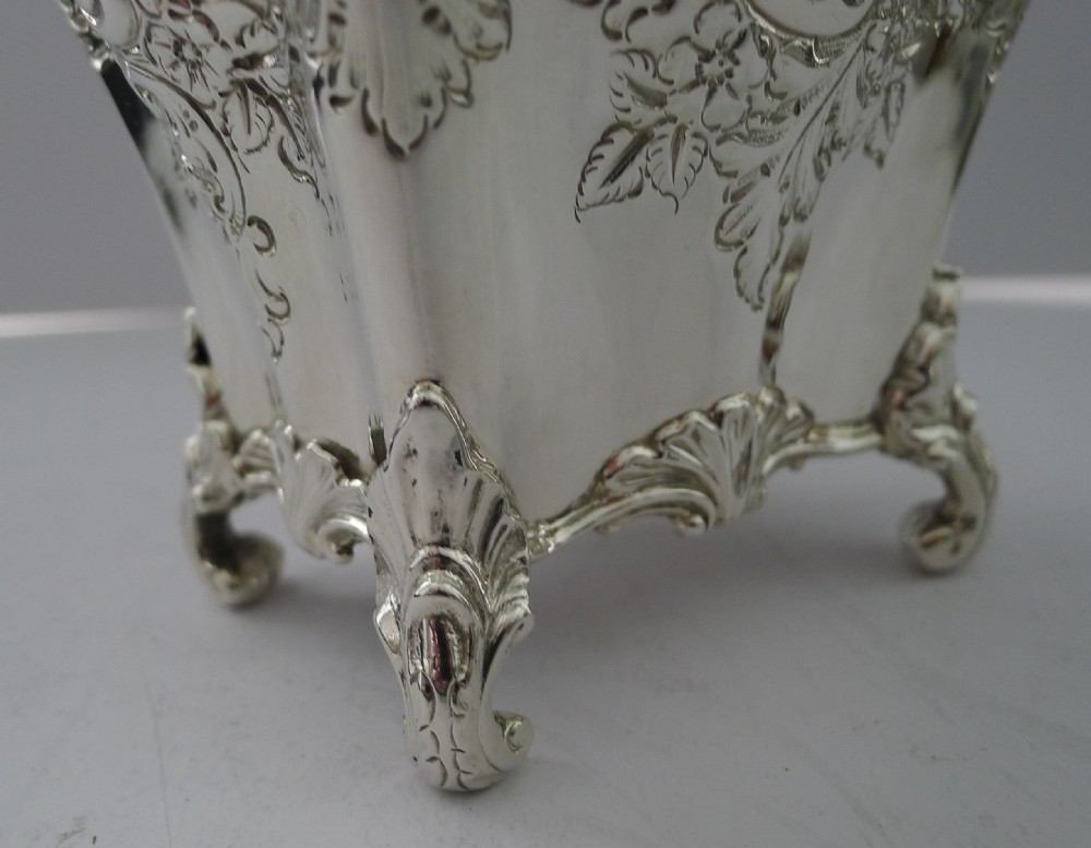 Fine Victorian English Solid / Sterling Silver Tea Caddy - 1896 View VI