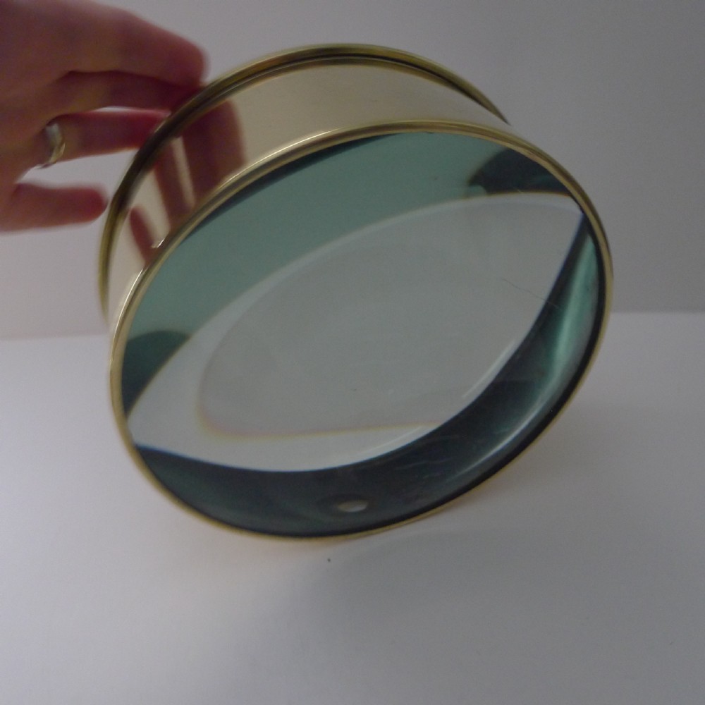 Mammoth English Antique Brass Desk Magnifying Glass / Paperweight c.1910 View IV