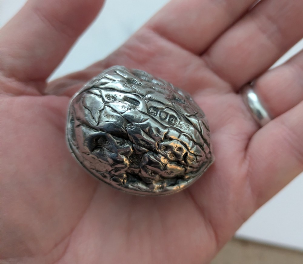 Antique English Novelty Walnut Sterling Silver Box - 1899 by Sampson Mordan  View III