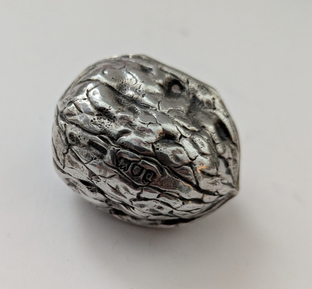 Antique English Novelty Walnut Sterling Silver Box - 1899 by Sampson Mordan  View IX
