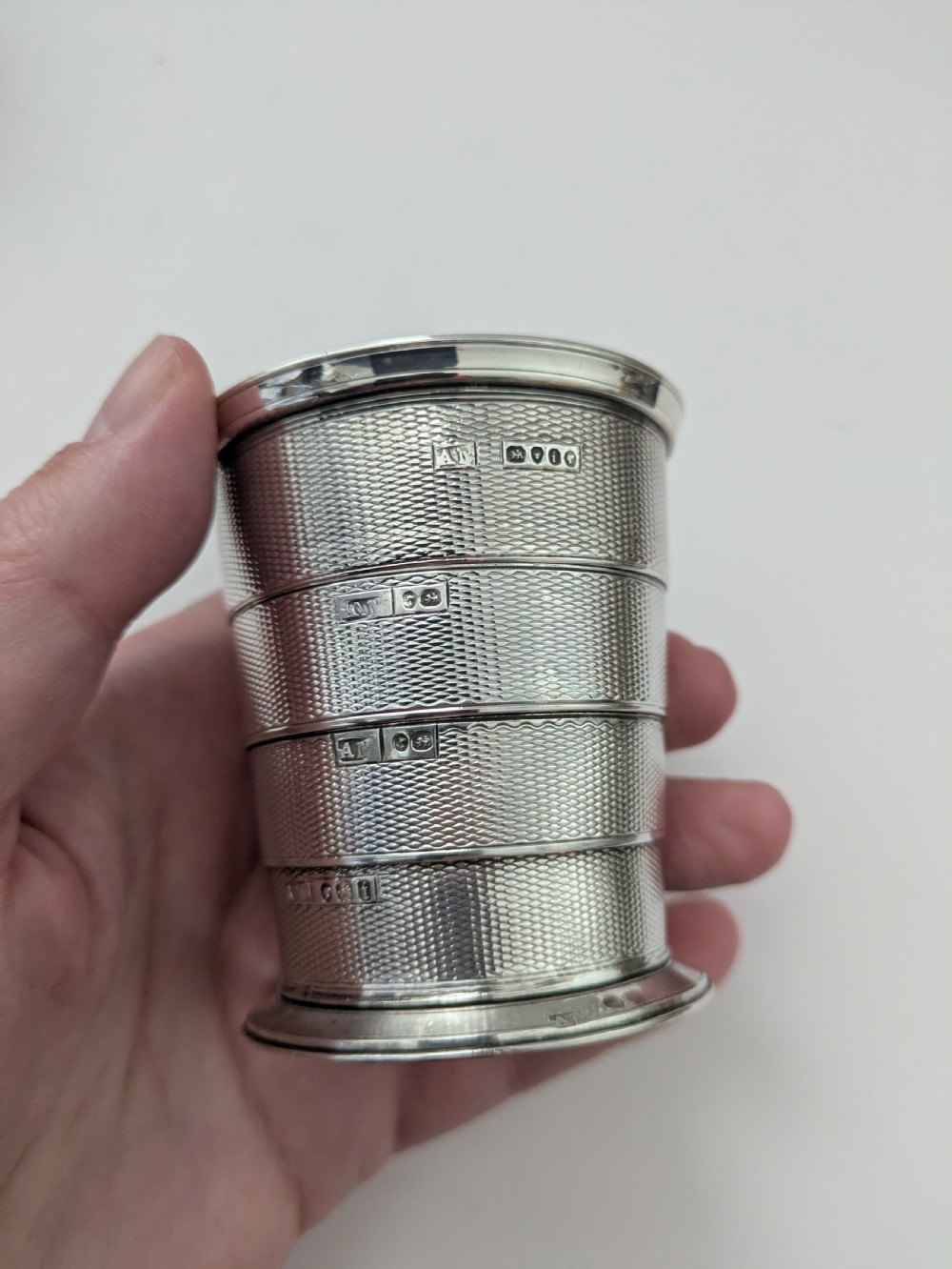Antique English Solid / Sterling Silver Telescopic Cup / Beaker in Case - 1864 View III