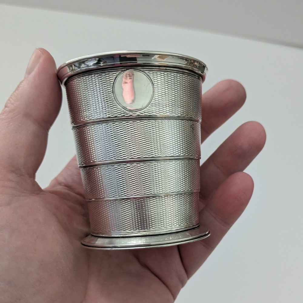 Antique English Solid / Sterling Silver Telescopic Cup / Beaker in Case - 1864 View VI