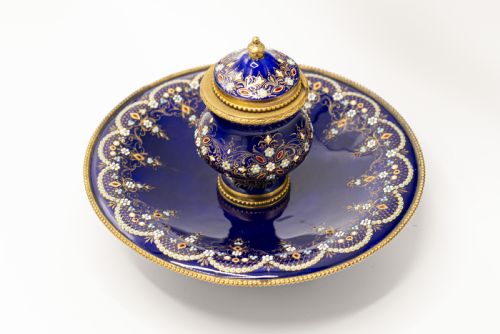 EXQUISITE ENAMEL OF BRESSE BRONZEDOR INKWELL FRANCE LATE 19TH CENTURY - ADDITIONAL PHOTO 7