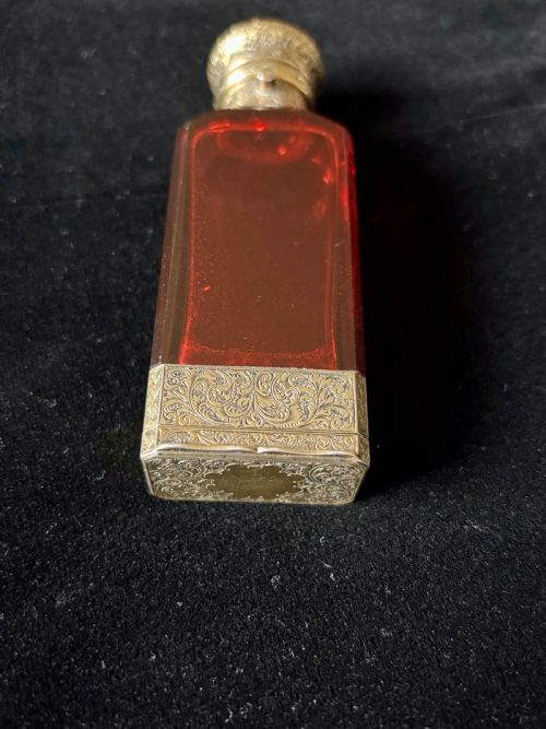 VICTORIAN SAMPSON MORDAN SILVER GILT RUBY GLASS SCENT BOTTLE VINAIGRETTE 1878 - ADDITIONAL PHOTO 20
