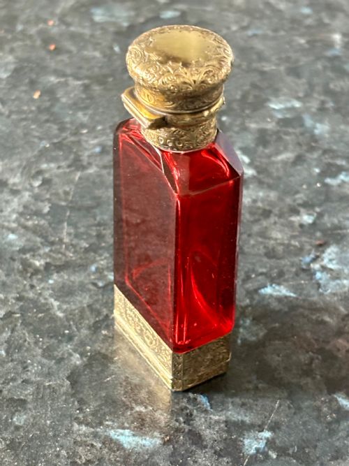 VICTORIAN SAMPSON MORDAN SILVER GILT RUBY GLASS SCENT BOTTLE VINAIGRETTE 1878 - ADDITIONAL PHOTO 21