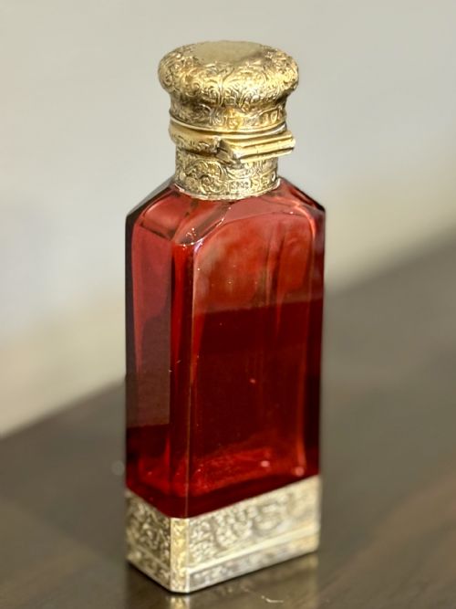 VICTORIAN SAMPSON MORDAN SILVER GILT RUBY GLASS SCENT BOTTLE VINAIGRETTE 1878 - ADDITIONAL PHOTO 25