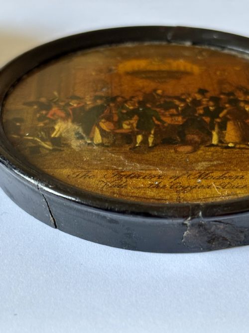 GEORGE IV PAPIER MACHE SNUFF BOX C1825 POLITICAL SATIRE INTERIOR OF MODERN HELL - ADDITIONAL PHOTO 6