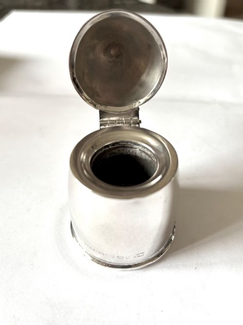 WWI NOVELTY SILVER TRAVELLING INKWELL SHELL BULLET FORM 1919 THOMAS WILKINSON - ADDITIONAL PHOTO 6