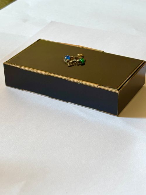 ART DECO BLACK ENAMEL CHROME COMPACT CIGARETTE CASE MINAUDERIE C1930 - ADDITIONAL PHOTO 11