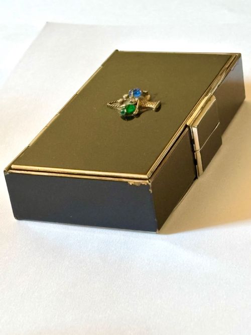 ART DECO BLACK ENAMEL CHROME COMPACT CIGARETTE CASE MINAUDERIE C1930 - ADDITIONAL PHOTO 12
