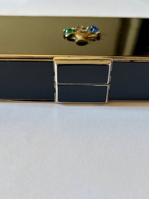 ART DECO BLACK ENAMEL CHROME COMPACT CIGARETTE CASE MINAUDERIE C1930 - ADDITIONAL PHOTO 14