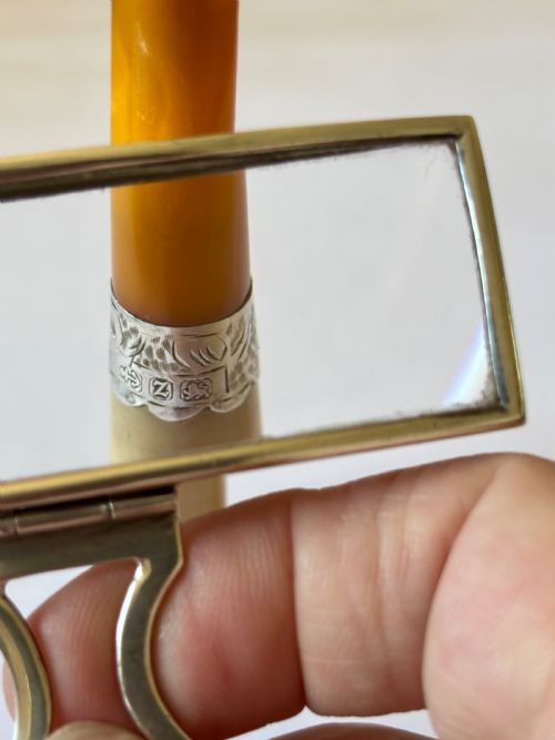 ANTIQUE SILVER FOLDING HANDHELD MAGNIFYING GLASS LONDON 1916 THOMAS J WATSON WWI - ADDITIONAL PHOTO 11