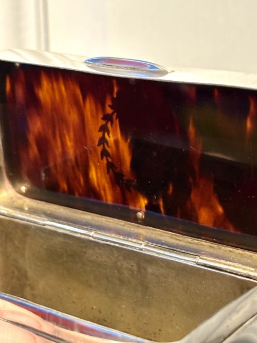 GEORGE V SILVER FAUX TORTOISESHELL TRINKET SNUFF BOX LONDON 1919 - ADDITIONAL PHOTO 19