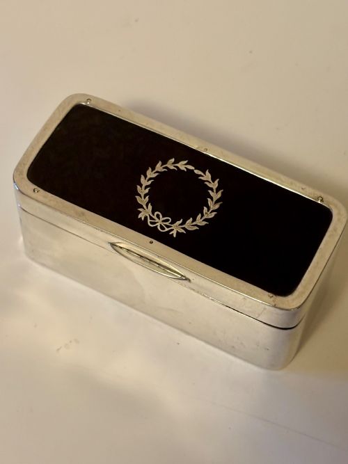 GEORGE V SILVER FAUX TORTOISESHELL TRINKET SNUFF BOX LONDON 1919 - ADDITIONAL PHOTO 20