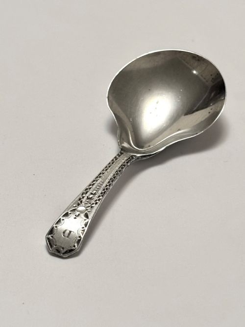 GEORGE III SILVER CADDY SPOON THOMAS WALLIS II LONDON 1796 - ADDITIONAL PHOTO 8