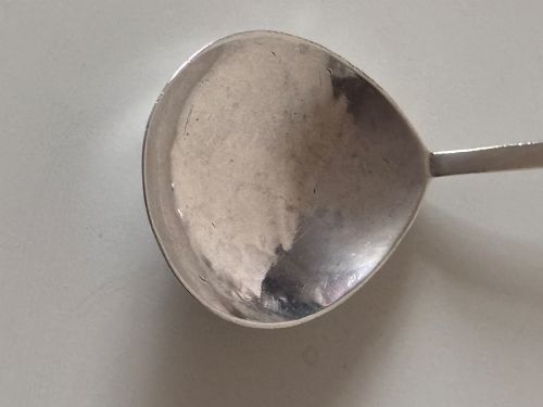 ANTIQUE SILVER ARTS CRAFTS A E JONES 1919 SPOON HAMMERED BOWL - ADDITIONAL PHOTO 3