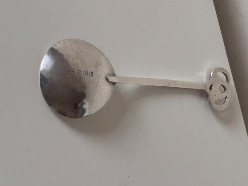 ANTIQUE SILVER ARTS CRAFTS A E JONES 1919 SPOON HAMMERED BOWL - ADDITIONAL PHOTO 4