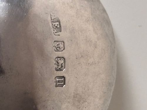ANTIQUE SILVER ARTS CRAFTS A E JONES 1919 SPOON HAMMERED BOWL - ADDITIONAL PHOTO 5