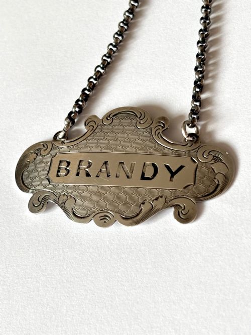 VICTORIAN SILVER DECANTER LABEL BRANDY BY NATHANIEL MILLS BIRMINGHAM 1852 - ADDITIONAL PHOTO 4