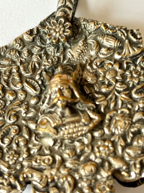 VICTORIAN 19TH CENTURY SILVER PLATED CHATELAIN FLORAL MOTIFS HEAD OF VIKING - ADDITIONAL PHOTO 11