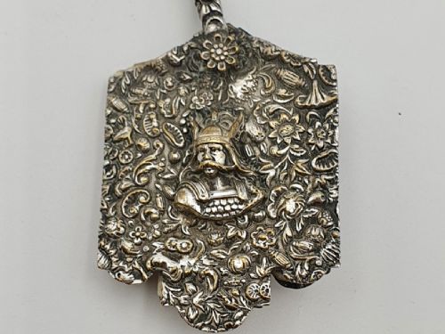 VICTORIAN 19TH CENTURY SILVER PLATED CHATELAIN FLORAL MOTIFS HEAD OF VIKING - ADDITIONAL PHOTO 12