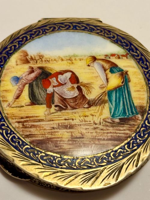 VINTAGE ITALIAN 800 SILVER ENAMEL COMPACT GIULIANO SPINELLI FLORENCE C1950 - ADDITIONAL PHOTO 2