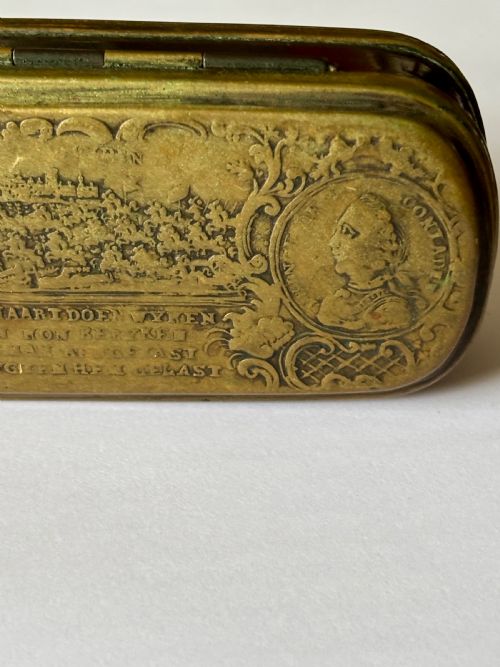RARE 18TH CENTURY GERMAN DUTCH BRASS COPPER TOBACCO TIN BATTLE OF MINDEN 1759 - ADDITIONAL PHOTO 4