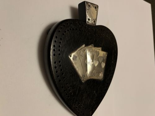 VICTORIAN STERLING SILVER DETAILED EBONY NOVELTY CRIBBAGE BOARD BHAM 1900 W CO - ADDITIONAL PHOTO 8