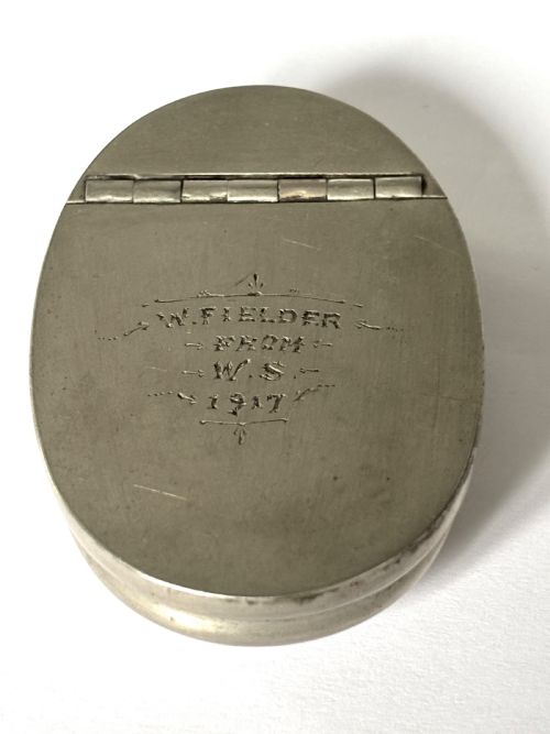 a world war i wwi metal snuff box dated 1917 w fielder from ws - CATEGORY: ANTIQUE BOXES - DATED VICTORIAN