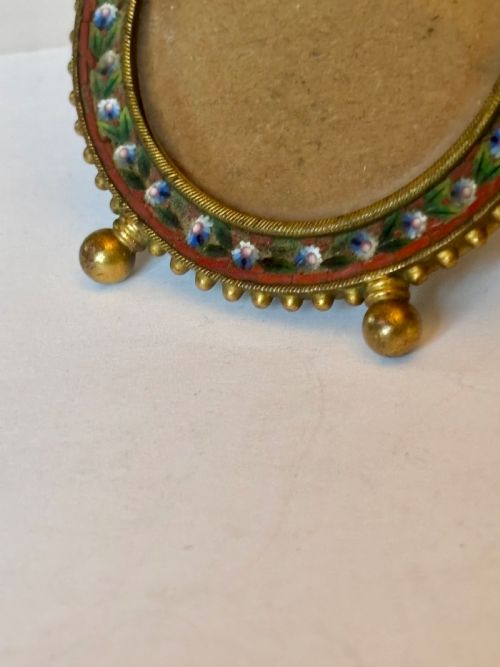 19TH CENTURY VICTORIAN ITALIAN MICRO MOSAIC PHOTO PICTURE FRAME WITH BALL FEET - ADDITIONAL PHOTO 3
