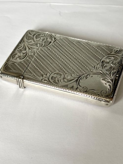 ANTIQUE EDWARDIAN SILVER CALLING CARD CASE BIRMINGHAM 1904 JOSEPH GLOSTER - ADDITIONAL PHOTO 2