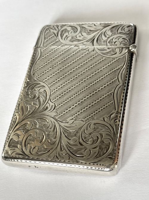 ANTIQUE EDWARDIAN SILVER CALLING CARD CASE BIRMINGHAM 1904 JOSEPH GLOSTER - ADDITIONAL PHOTO 6