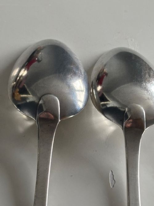 GEORGE III PAIR SILVER SERVING SPOONS WILLIAM ELEY I WILLIAM FEARS LONDON 1819 - ADDITIONAL PHOTO 6