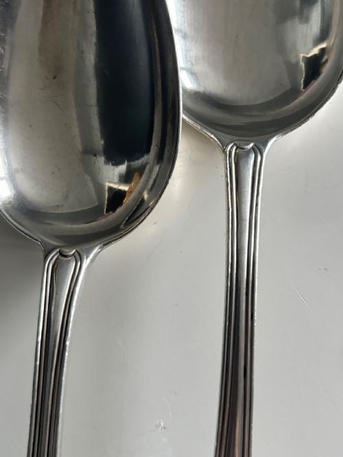 GEORGE III PAIR SILVER SERVING SPOONS WILLIAM ELEY I WILLIAM FEARS LONDON 1819 - ADDITIONAL PHOTO 7