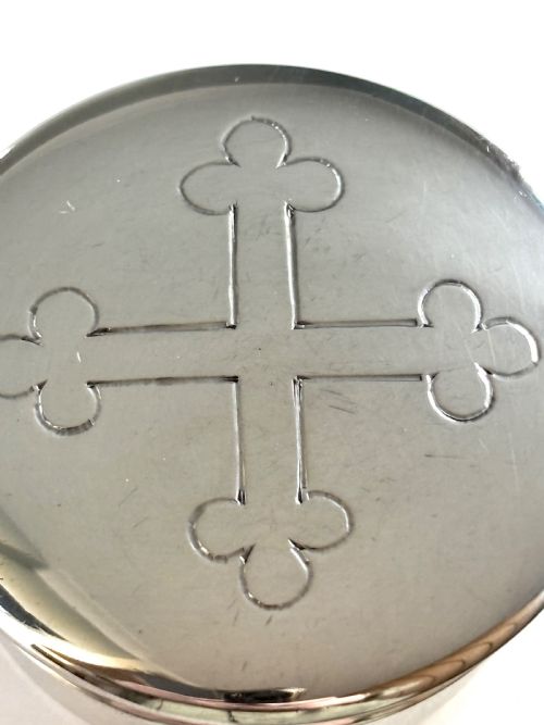 ANTIQUE ECCLESIASTICAL SILVER GILT PYX BOX CROSS AR MOWBRAY CO LONDON 1934 - ADDITIONAL PHOTO 1