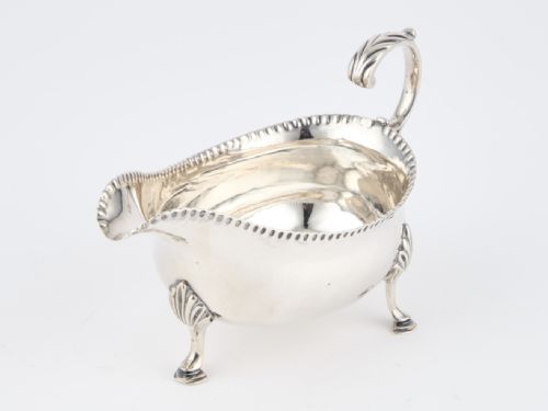 ANTIQUE GEORGE III SILVER SAUCE BOAT LONDON 1780 WILLIAM SKEEN - ADDITIONAL PHOTO 3