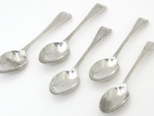 GEORGE III SET 5 X SILVER BRIGHT CUT TEA SPOONS HESTER BATEMAN LONDON 17889 - ADDITIONAL PHOTO 1