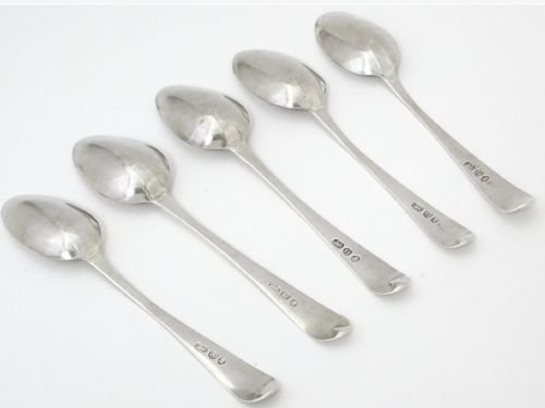GEORGE III SET 5 X SILVER BRIGHT CUT TEA SPOONS HESTER BATEMAN LONDON 17889 - ADDITIONAL PHOTO 2