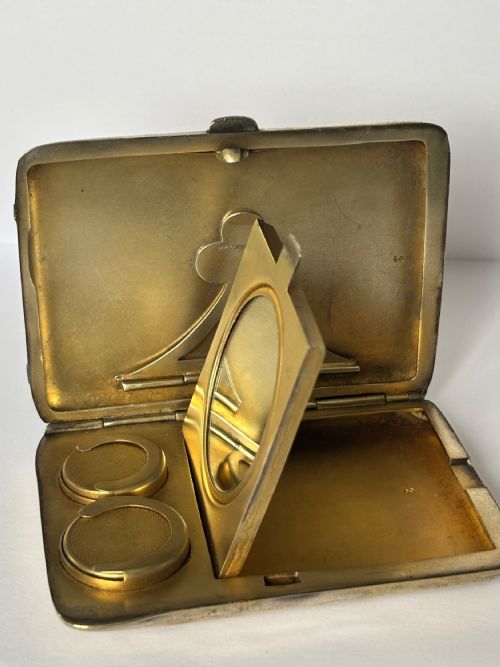 ART DECO GERMAN SILVER GILT SOVEREIGN CARD COMPACT COMBINATION CASE C1920