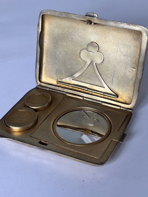 ART DECO GERMAN SILVER GILT SOVEREIGN CARD COMPACT COMBINATION CASE C1920 - ADDITIONAL PHOTO 6