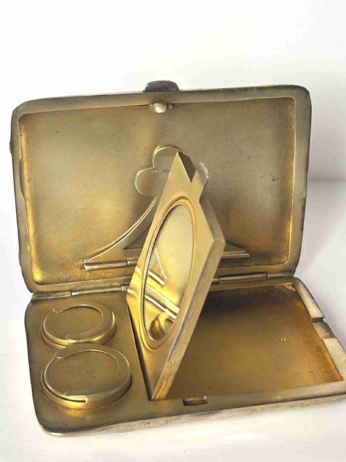 ART DECO GERMAN SILVER GILT SOVEREIGN CARD COMPACT COMBINATION CASE C1920 - ADDITIONAL PHOTO 10
