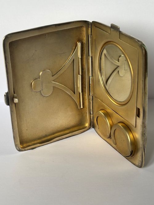 ART DECO GERMAN SILVER GILT SOVEREIGN CARD COMPACT COMBINATION CASE C1920 - ADDITIONAL PHOTO 12