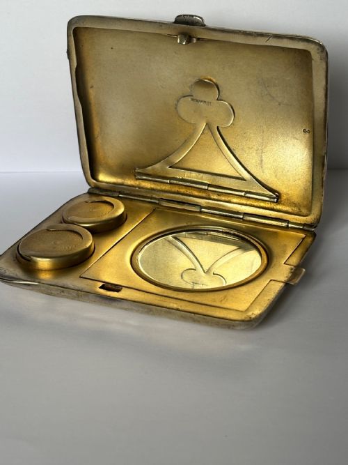 ART DECO GERMAN SILVER GILT SOVEREIGN CARD COMPACT COMBINATION CASE C1920 - ADDITIONAL PHOTO 13