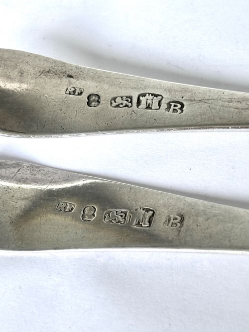 PAIR OF GEORGE III BRIGHTCUT SILVER TABLESPOONS RICHARD FERRIS EXETER 1798 - ADDITIONAL PHOTO 3