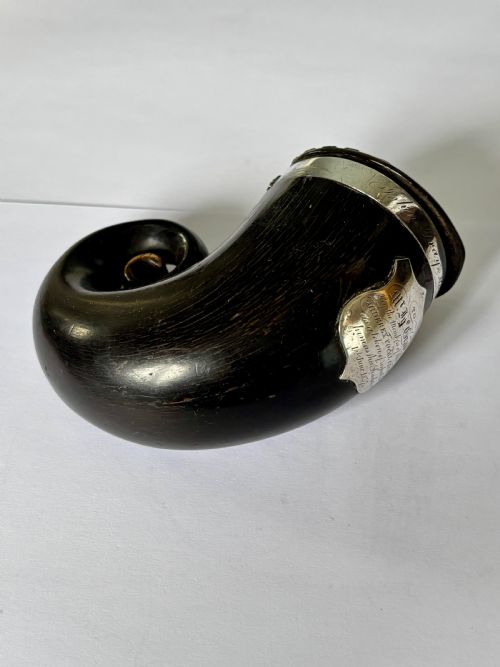 ANTIQUE SCOTTISH SILVER MOUNTED RAMS HORN SNUFF MULL THISTLE DESIGN - ADDITIONAL PHOTO 5
