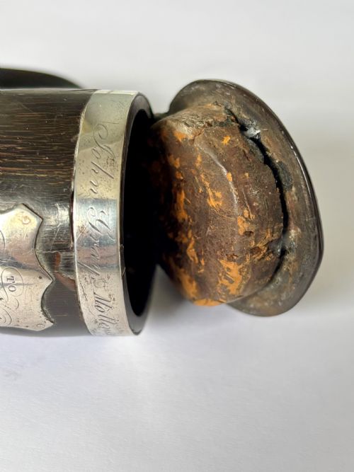 ANTIQUE SCOTTISH SILVER MOUNTED RAMS HORN SNUFF MULL THISTLE DESIGN - ADDITIONAL PHOTO 8