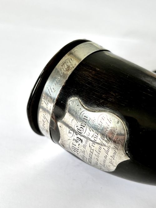 ANTIQUE SCOTTISH SILVER MOUNTED RAMS HORN SNUFF MULL THISTLE DESIGN - ADDITIONAL PHOTO 11